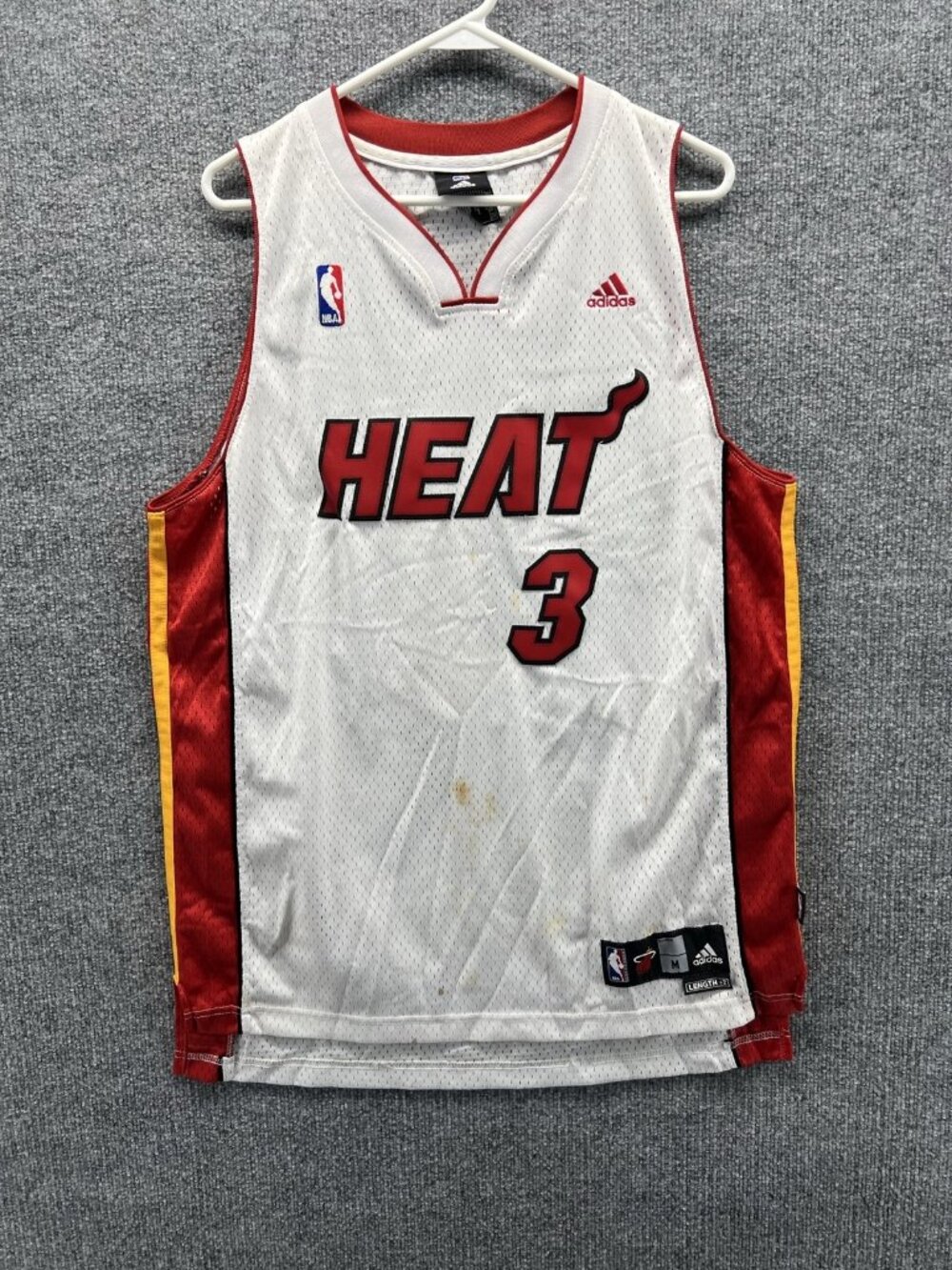 Dwyane Wade Miami Heat Jersey Mens Medium White NBA Basketball Adidas 3